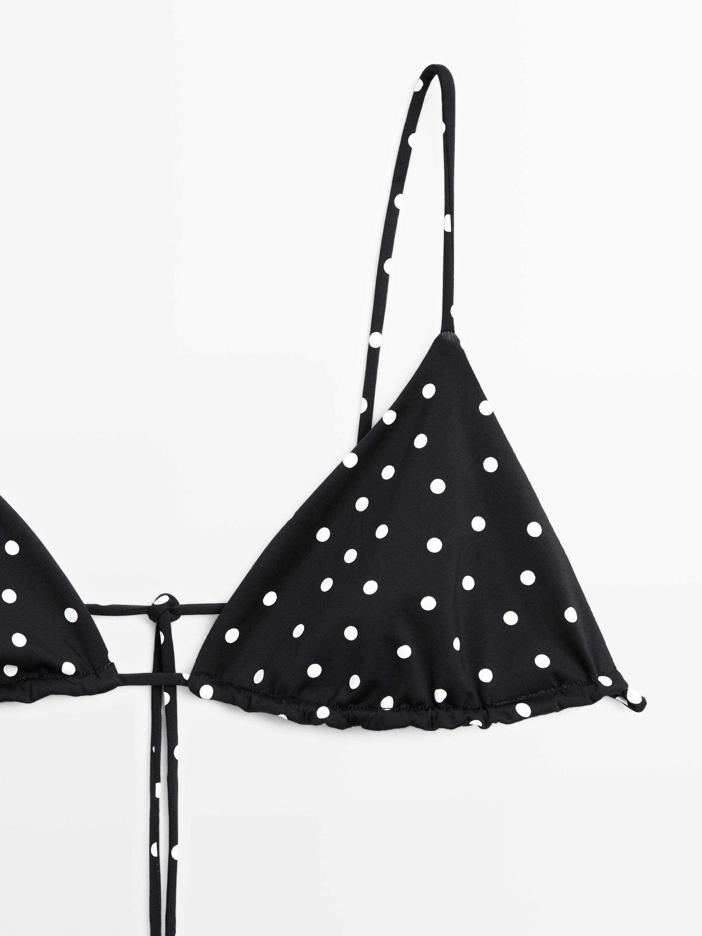 Polka dot print triangle bikini top